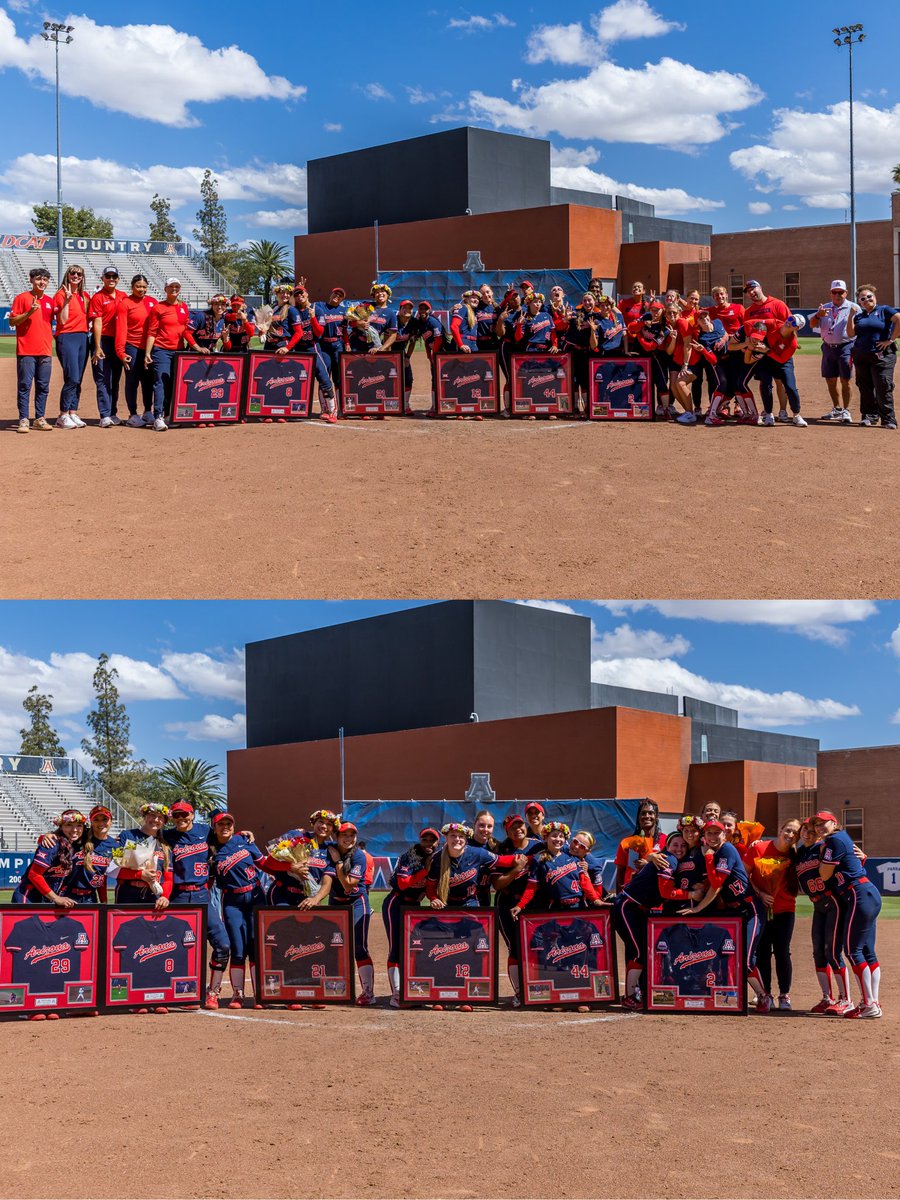 ArizonaSoftball's tweet photo. Thank you, seniors ❤️💙 https://t.co/yLQhltFwmd
