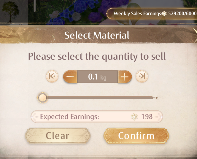 Sinworth's tweet photo. was there some kind of inflation on pin-belly sales?? i always sell mine on weekly reset and somehow i ran out of it and not even maxed out yet on the 600k earnings 💀 was there a change that i didn't know? #infinitynikki https://t.co/JCDfRliSsc