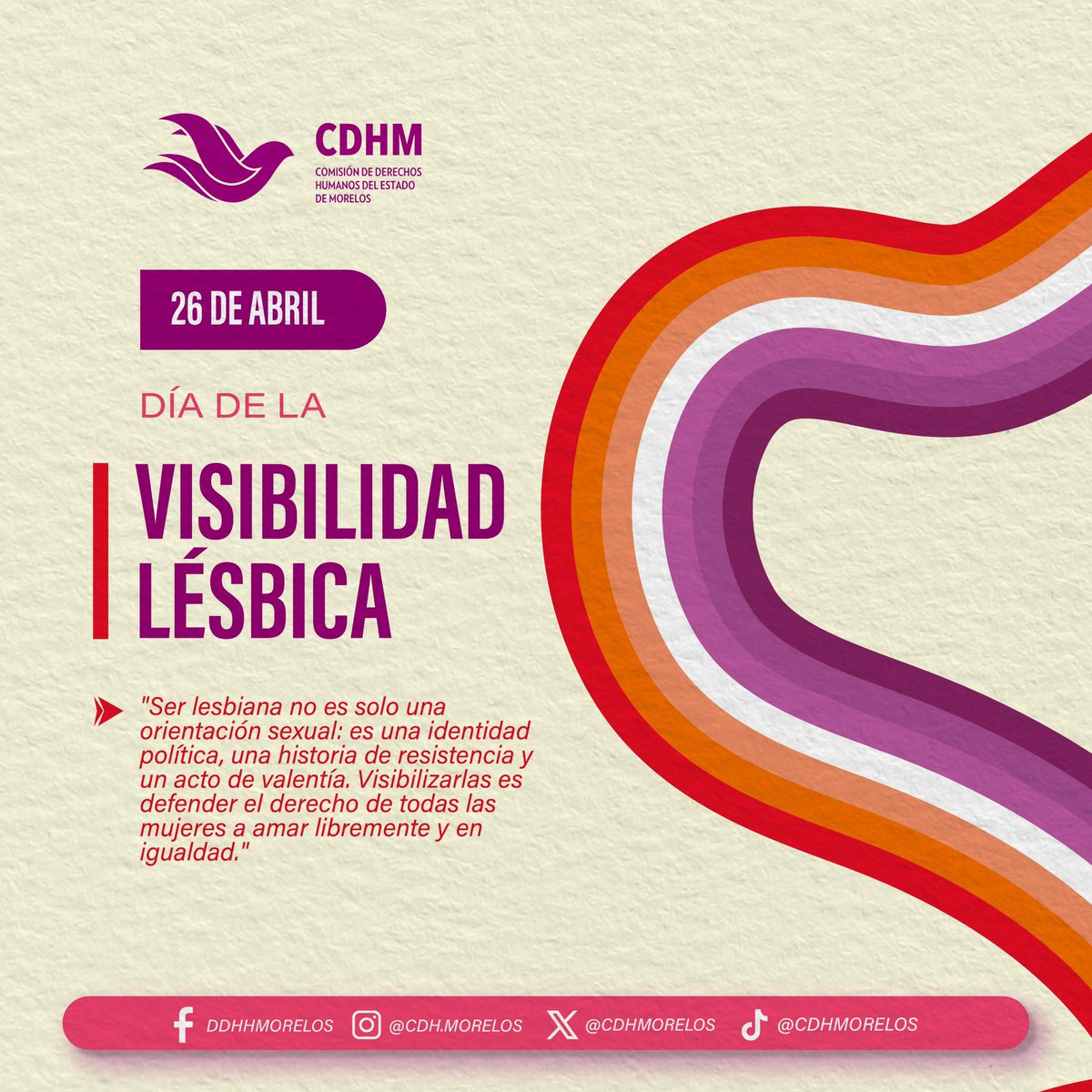 cdhmorelos's tweet image. 🕊️ Reconocer a las personas lesbianas en el espacio público implica avanzar en la garantía de igualdad, dignidad y no discriminación, así como en el acceso efectivo a la justicia y a una vida libre de violencia.

#NoDiscriminación #Igualdad #Diversidad