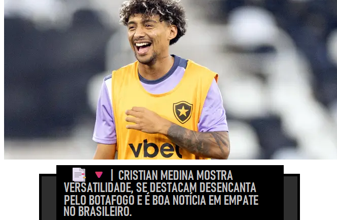 📑🔻| MEDINA MOSTRA VERSATILIDADE, DESENCANTA PELO BOTAFOGO E É BOA NOTÍCIA EM EMPATE.

O argentino se destacou em com três interceptações e dois desarmes, também auxiliou na criação de jogadas e o jogador com maior precisão nos passes, acertando 30 dos 33 que tentou.

Fonte: GE