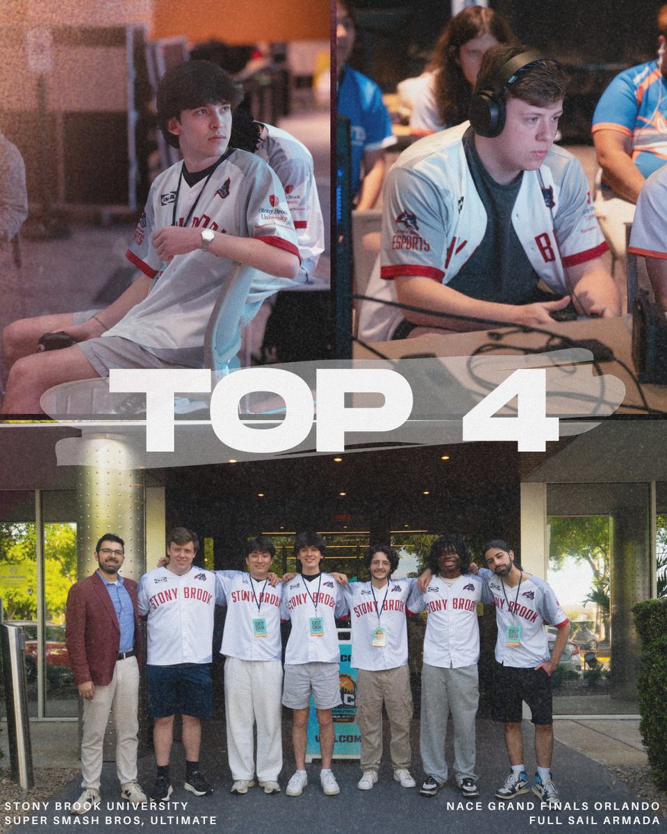 SBUEsports's tweet photo. We end Top 4 in NACE Grand Finals Orlando!

Best of luck to @WinthropEsports and @UTAEsports in Grand Finals🤝

Catch us in CECC 🔜 https://t.co/HjHW0SEywW