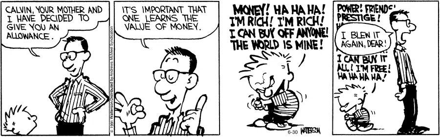 Dad immediately regretted the lesson. 💀
#CalvinandHobbes #MoneyMindset 😈