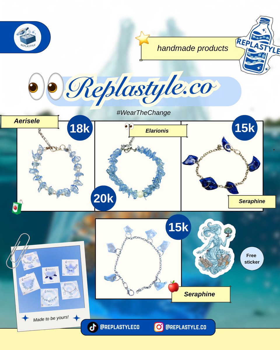mindlayours's tweet photo. *OPEN PRE ORDER REPLASTYLE VOL. 1*🫵🏻👀🌟
serius ada aksesoris dari botol plastik yang di-upcycle jadi super cute &amp; wearable???😱🌊
📩 PO sekarang sebelum close!
👥 
wa : https://t.co/HGe4YJQQ5C
ig : https://t.co/pYmetgMCkq
shopee : https://t.co/QE3JzgYwZs
#zonauang #wts https://t.co/2vLf9k5b8A