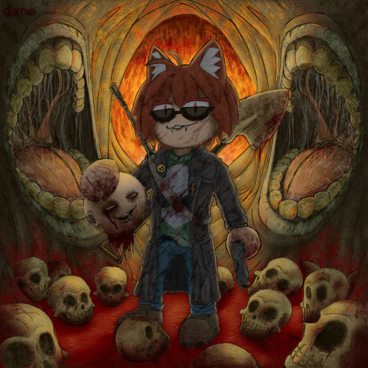 TOOR_MAN's tweet photo. The first Postal game is incredible for its oppressive atmosphere 
#postalgame #necoarc #art #digitalart #fanart https://t.co/Y7PadC4wYZ