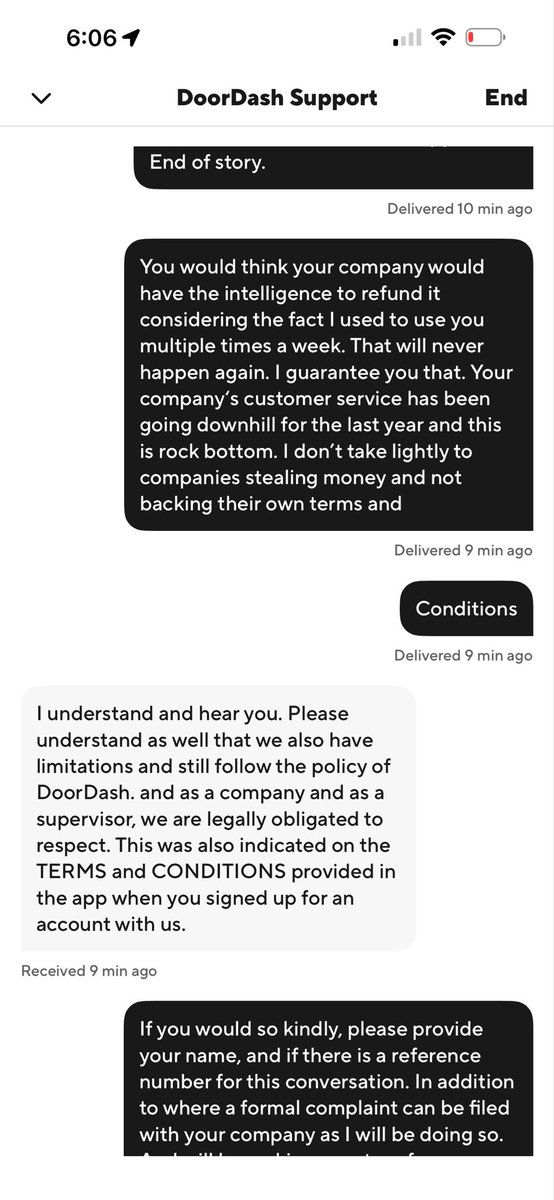 HowieD1991's tweet photo. @DoorDash  @DoorDash_Help  @DoorDashImpact 
 hoping you can help here. Below is a SS of the chat with one of your supervisors. Wrong product was dlvd , no not of sub. Requested refund with pictures and was given nothing but attitude by “Allen”. WORST CS BY FAR. https://t.co/khcRAOUHCP