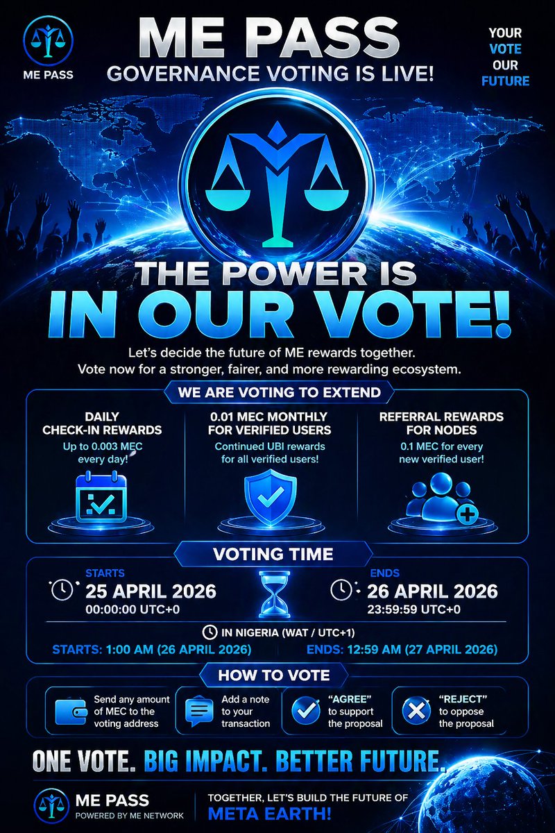 hidima199's tweet image. Wishing success to all Meta Earth leaders and Zone Validator Nodes participating in the governance voting today 🙏

May the best decision be made for the growth of the community, the strength of the ecosystem, and the future of all active users.