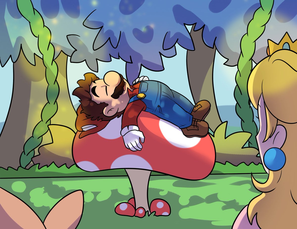 caroliner_draws's tweet image. Commission I just finished 🍄 💤 #nintendo #mario #peach #mareach