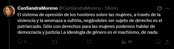 ¿Os acordáis de Sandra Moreno? 
La doctorada feminista que decía que los hombres mataban por machismo y se quedó a cuadros cuando vió estudios que lo negaban.

Después de borrar sus tweets y hacer bomba de humo por 2 años, hoy ha vuelto.