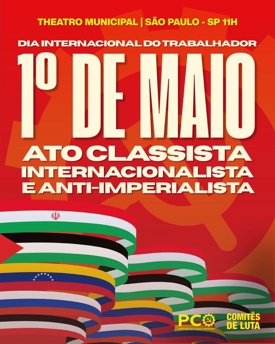 izadoradias29's tweet photo. 1º de Maio - Ato classista, internacionalista e anti-imperialista ⚙️🚩 🟢⚪️🔴🇷🇺🇵🇸🇨🇺🇻🇪🇾🇪

E após, confraternização com churrasco e chope à vontade! https://t.co/Xe9cCkkVVx