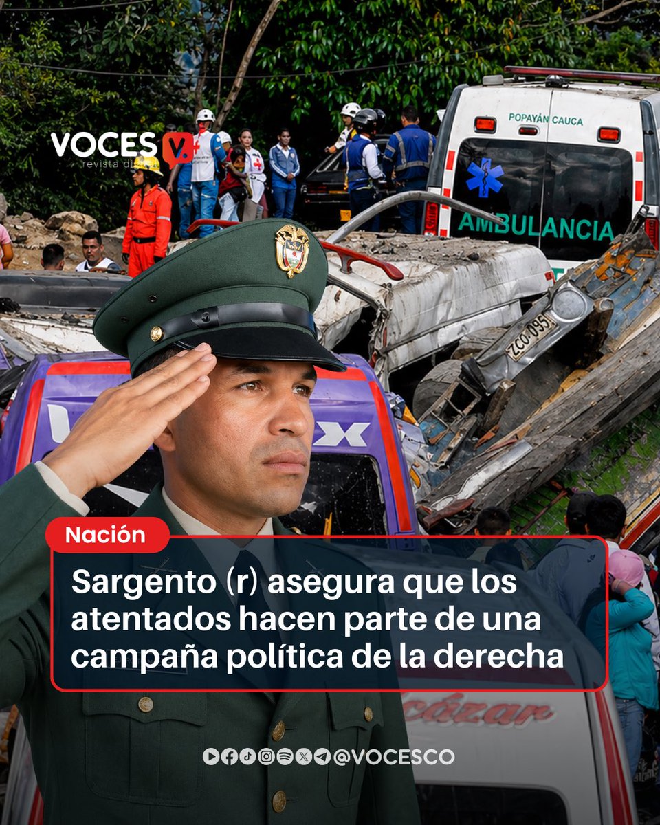 #Voces | El sargento retirado Alexander Chala (<a href="/SARGENTOCHALA/">🇨🇴SARGENTO DEL EJÉRCITO NACIONAL DE COLOMBIA🇨🇴</a>) encendió el debate al asegurar que la reciente ola de violencia en el suroccidente del país tendría fines políticos. Según afirmó, los atentados harían parte de una “campaña de extrema derecha” que busca sembrar miedo