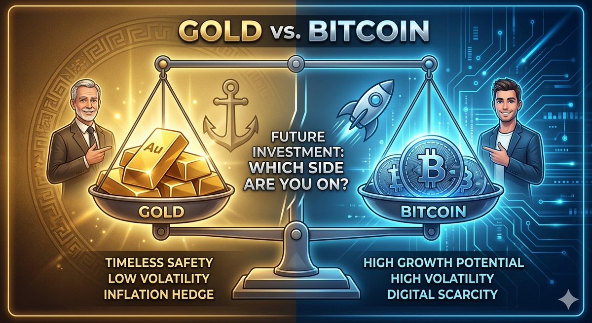 PiyumalNimsara2's tweet image. 🤔 Which is the better investment in 2026?

💛 Gold or 🚀 Bitcoin ?

Gold = Safe &amp;amp; stable 🛡️
Bitcoin = High risk, high reward 📈

If you had to choose ONE… what are you picking? 👇

Vote &amp;amp; comment your reason 👀
#Bitcoin #Gold #Crypto #Investing #Finance