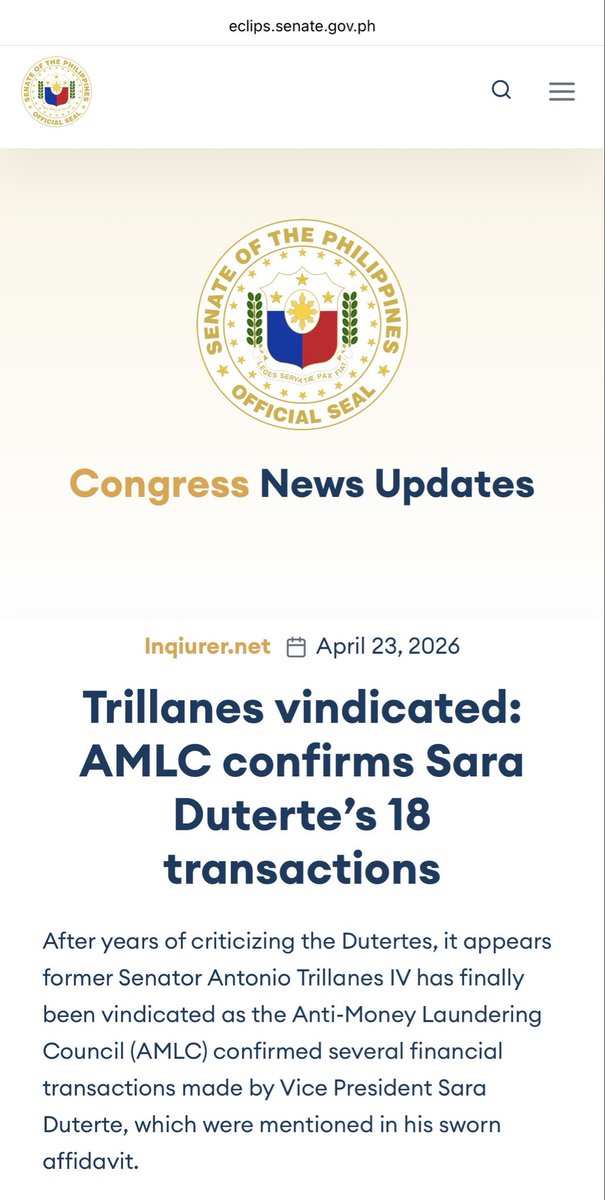 🚨 Duterte Fake News 🚨

DDS Script: "Hindi totoo ang mga documents na hawak ni Trillanes dahil dineny ito ng AMLC na totoo ito."

Ang totoo: Ang AMLC ay dineny lang na sila ang source ng documents ni Trillanes. HINDI denial na totoo ang documents .

Kinumpirma na ito noon pa ng