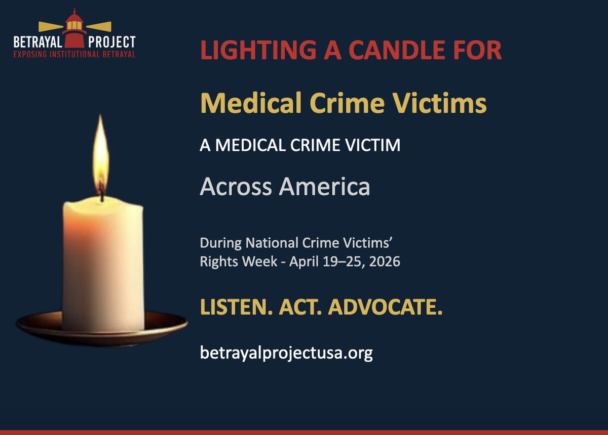 DrMargaretShow's tweet image. A PRAYER: For all who were k1lled in hospitals. And another to make this a MEDICAL CRIME that is RECOGNIZED BY LAW ENFORCEMENT! 
Thank you for Gail, The Betrayal Project USA @Betrayal_Proj, and all who helped this great effort! 
AND a note that Betrayal Project USA's website was