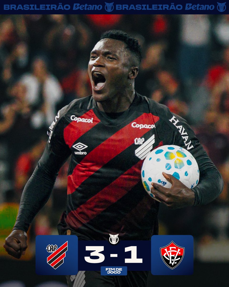 TRIUNFO DO FURACÃO NA BAIXADA! 🌪️🔥

O Athletico Paranaense vence de virada o Vitória por 3x1, pela 13ª rodada do Brasileirão Betano 2026. 

📸: Sport Press