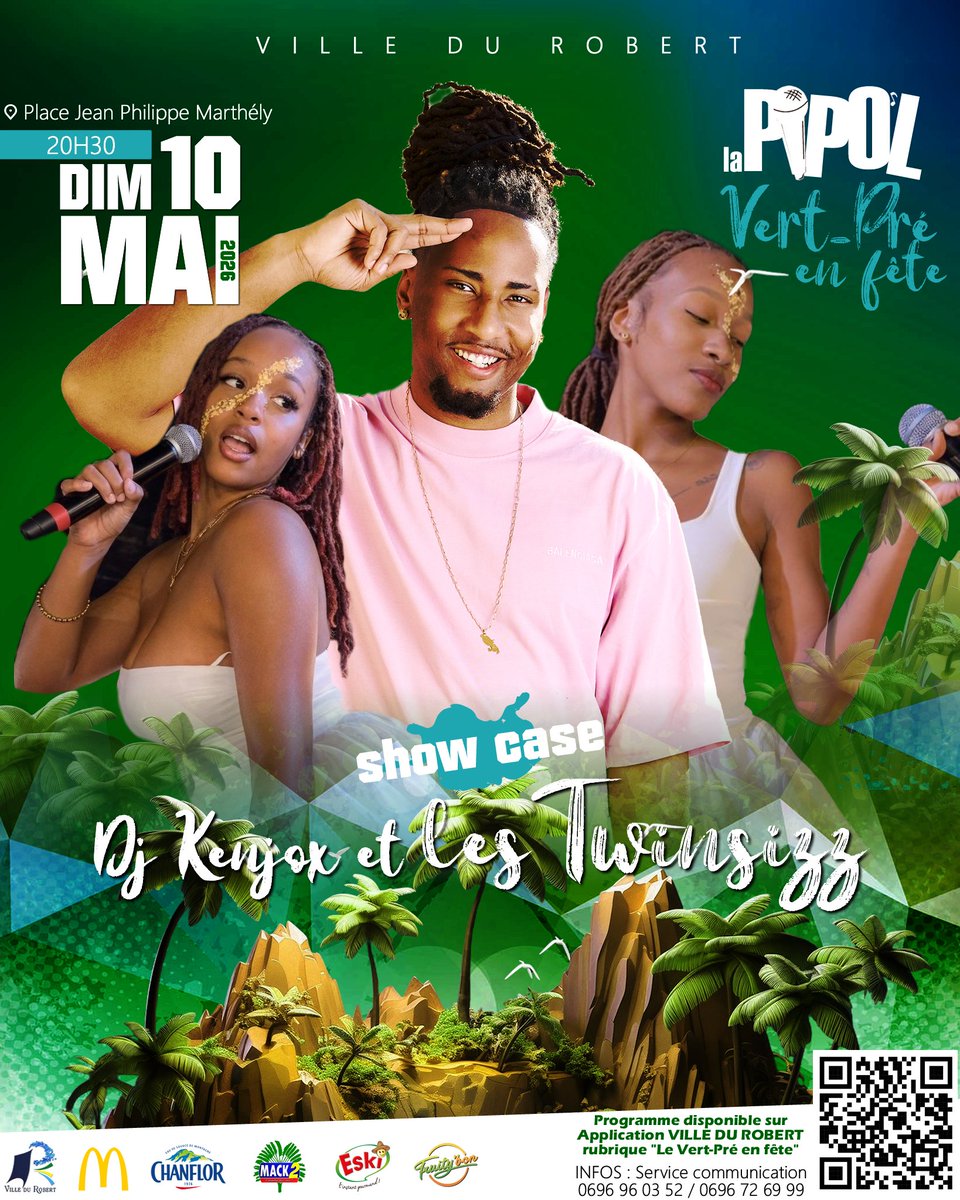 VilleduRobert's tweet photo. 🎶𝐋𝐀 𝐏𝐈𝐏𝐎'𝐋 : 𝐒𝐇𝐎𝐖 𝐂𝐀𝐒𝐄
🎉𝐃𝐈𝐌𝐀𝐍𝐂𝐇𝐄 𝟏𝟎 𝐌𝐀𝐈 : 𝐋𝐄 𝐕𝐄𝐑𝐓-𝐏𝐑𝐄 𝐄𝐍 𝐅𝐄̂𝐓𝐄
On ne sait pas sait qui ... Grégoire 
🕖 20h30 - 𝐃𝐉 𝐊𝐄𝐍𝐉𝐎𝐗 𝐄𝐓 𝐋𝐄𝐒 𝐓𝐖𝐈𝐍𝐒𝐈𝐙𝐙 
📍Place Jean Philippe Marthély https://t.co/XrzSK21w3S
