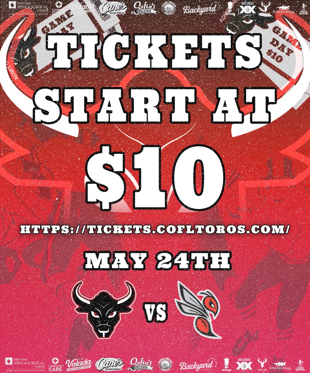 CoFLToros's tweet image. MAY 24th is almost here buy your tickets now before it’s to late‼️
⬇️
tickets.cofltoros.com

.
.
.
#cofl | #vamostoros | #sanantonio