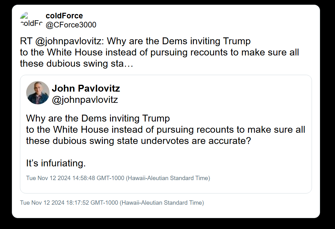 🇺🇸 Cole Allen believed Trump staged the Butler assassination attempt.

He believed Starlink stole the 2024 election. He called for a recount.

He then drove to Washington DC and tried to shoot his way into the White House Correspondents' Dinner.

At which point half the internet