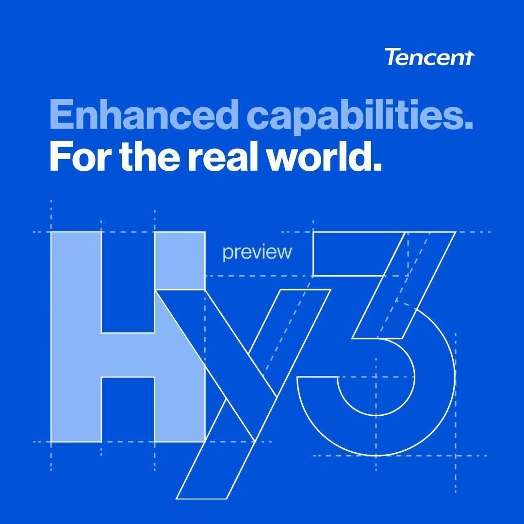 TencentGlobal's tweet image. Meet Hy3 preview: @TencentHunyuan's most capable Hy model yet. 

Built for coding, search, agents, and next-gen applications. 256K context window. 40% inference efficiency gain. Open-source and available now.

📖 buff.ly/QQPsHO7

#AI #LLM #AIForGood