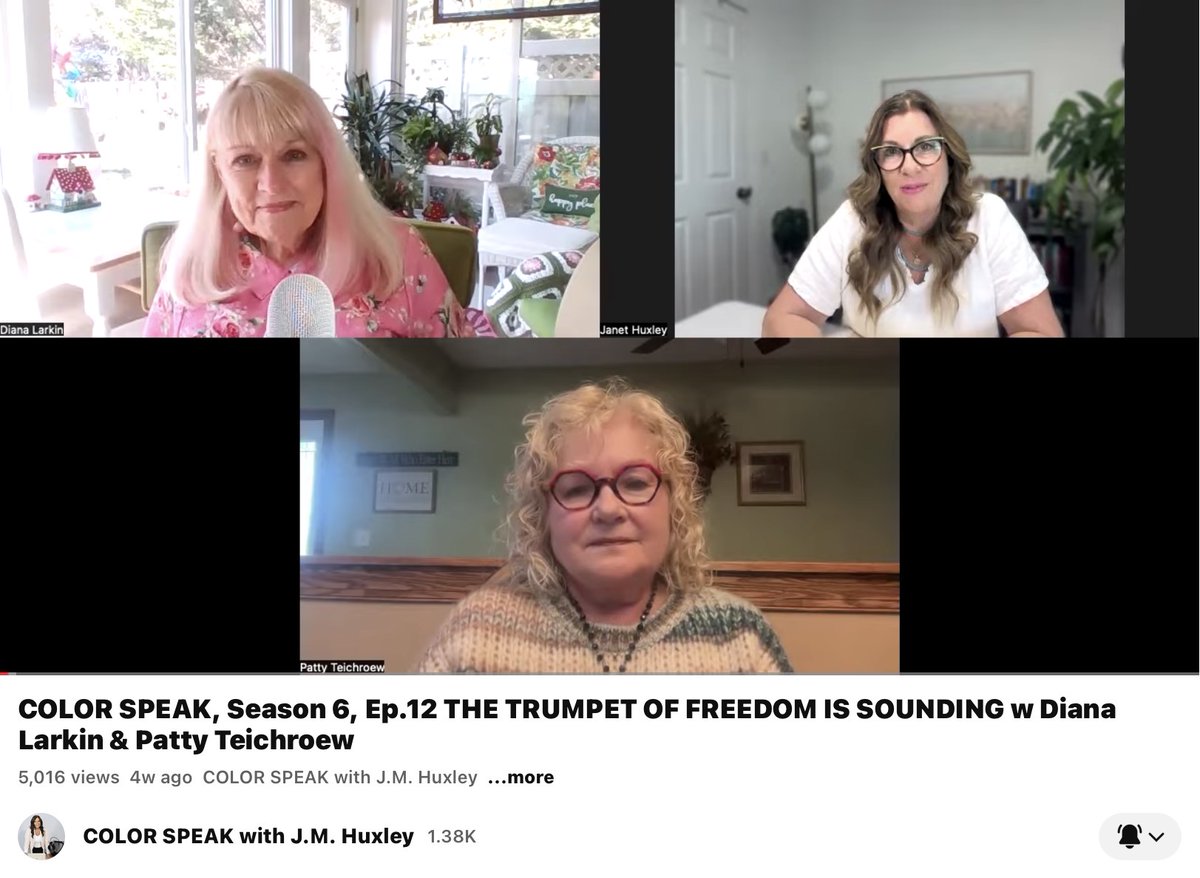 New video: Janet Huxley of Color Speak interviews Patty Teichroew and I!
youtu.be/hBDXw7qm8Ek?si…