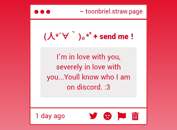 ?? Is this Tenna??.. if it's not Tenna then errrr fuck you weirdo 😭😭 I have a girlfriend 😭😭 wdym I'll know you on Discord I DON'T