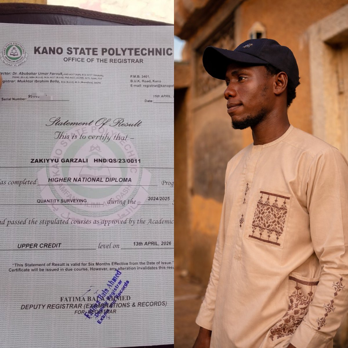 GarzaliZak21773's tweet image. Alhamdulillah 🤍

Officially received my HND Statement of Result in Quantity Surveying 🎓📐

A proud milestone and a foundation for greater things ahead 🏗️

#HND #QuantitySurveying #AZMAHCONSTRUC