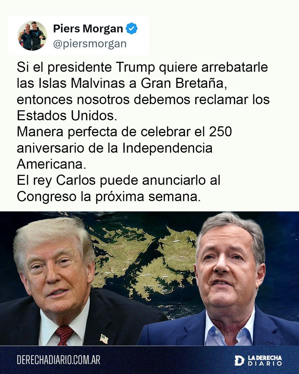 politica_tiempo's tweet image. #Geopolitics  🇬🇧🇺🇸🇦🇷
El periodista británico #PiersMorgan afirmó que si EEUU apoya el reclamo de Argentina por Malvinas, #UK debería "reclamar los Estados Unidos"
Interesante, pero actualmente no pueden reclamar ni su propio país, tomado por musulmanes.