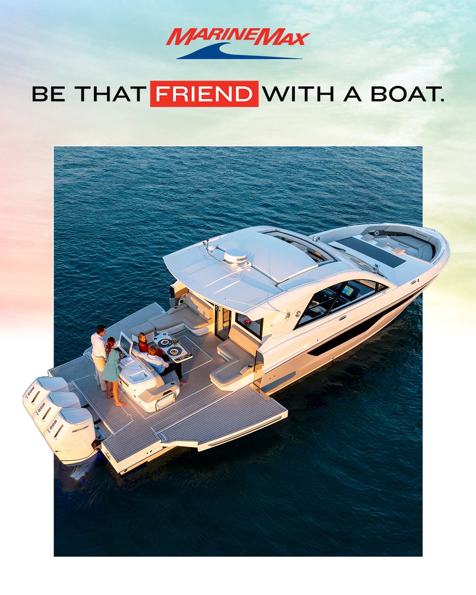 MarineMax's tweet photo. From Spring upgrades to new boats, MarineMax keeps you ready to make every moment on the water count because memories hit different when you’re the one behind the wheel. https://t.co/rH0xZKIAFt