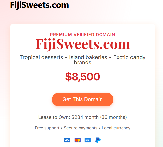 GloxlKnox's tweet image. #fijiSweets.com short, catchy, and perfect for a food, beverage, or tropical brand. Open to offers.
#DomainForSale
#BrandableDomains
#PremiumDomains
#FoodBranding
#StartupNames