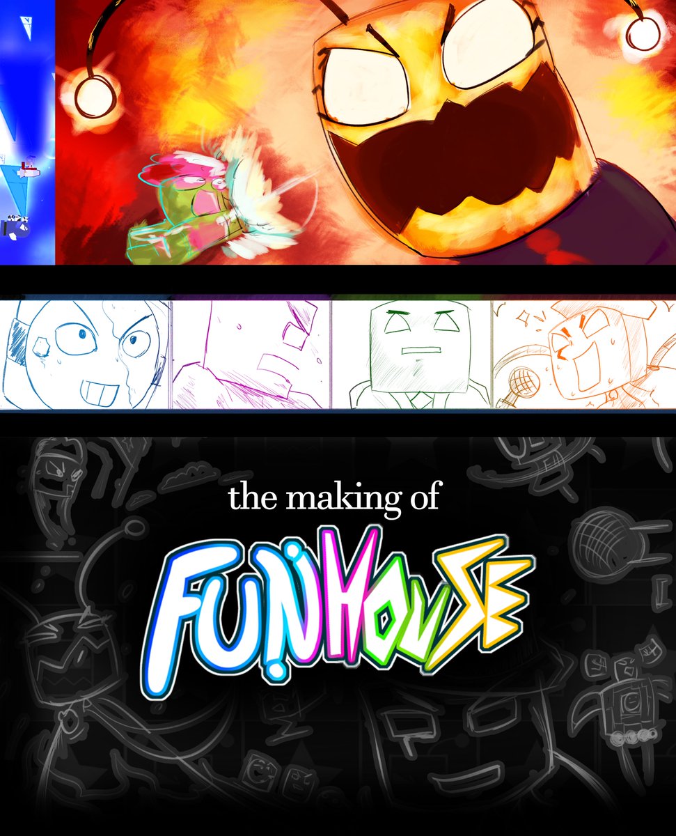 rafer300's tweet photo. I released an artbook sharing the full process and thoughts behind the FUNHOUSE level and animation, including sketches and additional art... hope you enjoy!!!

Available in English and Español 🗣️🗣️

https://t.co/H8QASJDySz https://t.co/qPQVIaBgBK