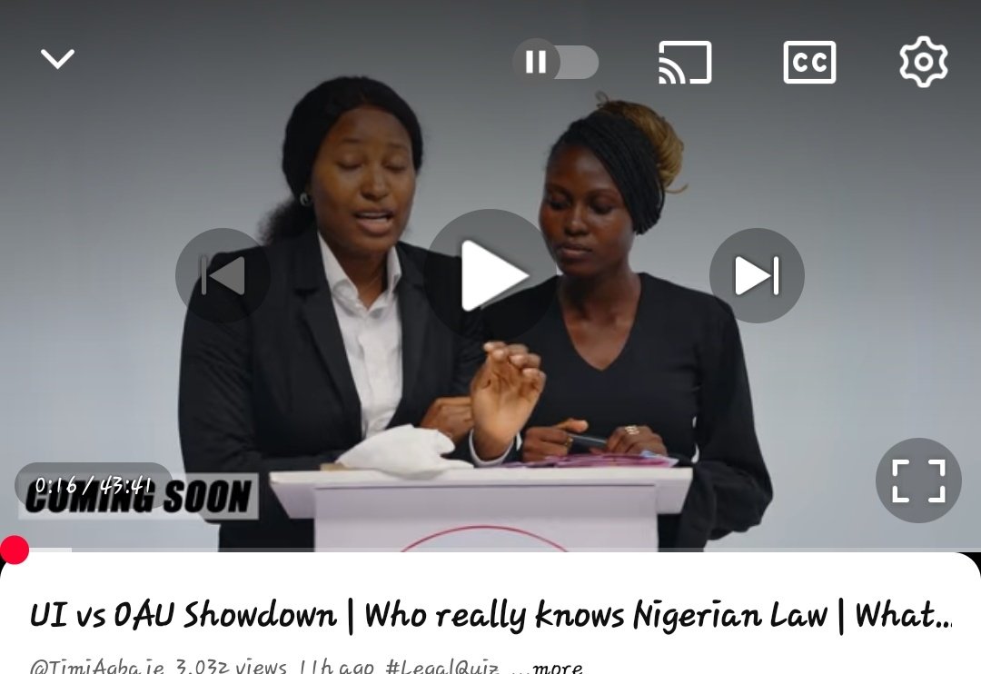I just watched <a href="/timiagbaje_/">Timi Agbaje</a>’s UI vs OAU showdown on YouTube. 

I must say, this is excellent content and  the kind that should always be shown on television and social media.

As someone who studied engineering, I’ve always found legal arguments and court cases fascinating. This