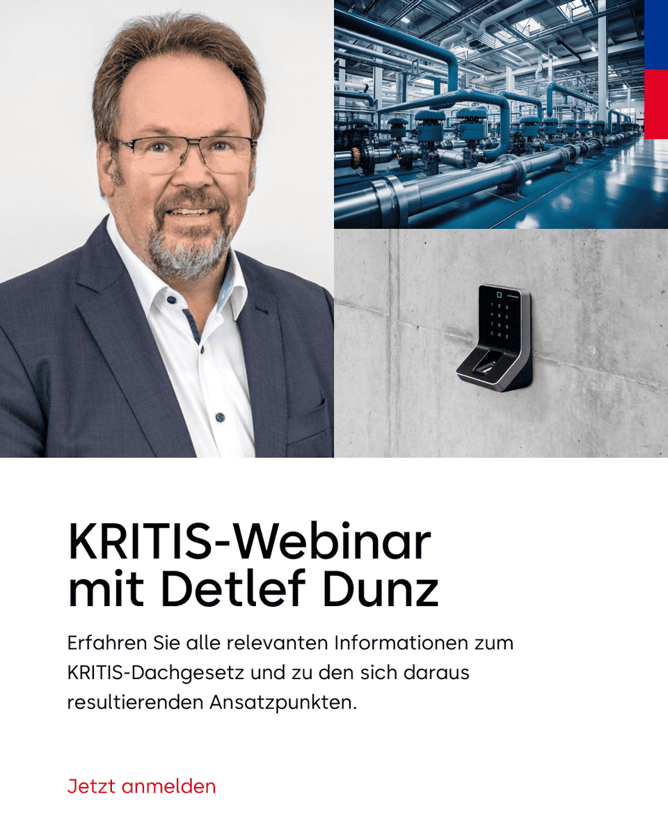 dormakabaDE's tweet image. Wie verändert das KRITIS-Dachgesetz die Anforderungen an Sicherheit in kritischen Infrastrukturen? 
Detlef Dunz, Pre-Sales Consulting West, einen kompakten Einblick in die gesetzlichen Entwicklungen: 
📅 06.05.2026
⏰ 10:00-10:45 Uhr 

Jetzt anmelden!
#KRITIS #Webinar #dormakaba