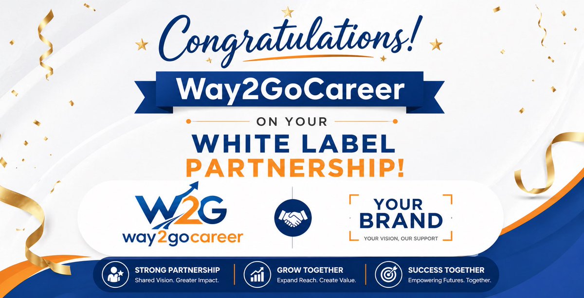 allegianceedu's tweet image. Congratulations to Way2GoCareer on achieving a new milestone with their White Label Partnership! 🎉🤝
Wishing continued growth, success, and many more collaborations ahead. 🚀
#Congratulations #Way2GoCareer #WhiteLabelPartnership #BusinessGrowth #Milestone #SuccessJourney
