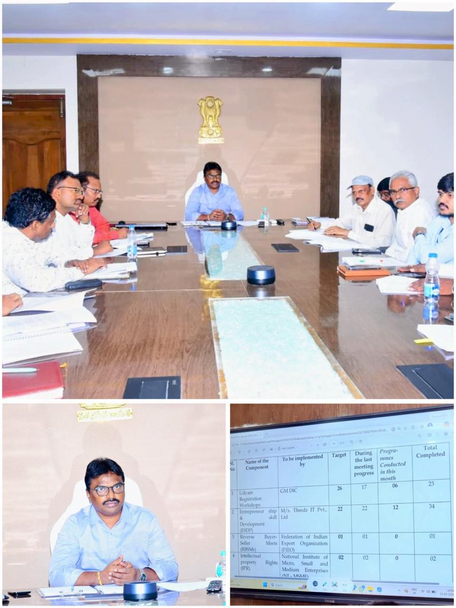 Collectorp77540's tweet image. 23-04-2026న జిల్లా కలెక్టర్ శ్రీ పి. రాజబాబు గారు అధ్యక్షతన DIEPC సమావేశంలో 241క్లెయిమ్‌లకు రూ. 32.64 కోట్లుమంజూరు చేశారు.INDOSOL, BPCL, JSW, BDL వంటి మెగాప్రాజెక్టులపురోగతిపై సమీక్ష నిర్వహించారు. #PrakasamDistrict #DIEPCMeeting #IndustrialDevelopment #MSMEIndia #Entrepreneurship
