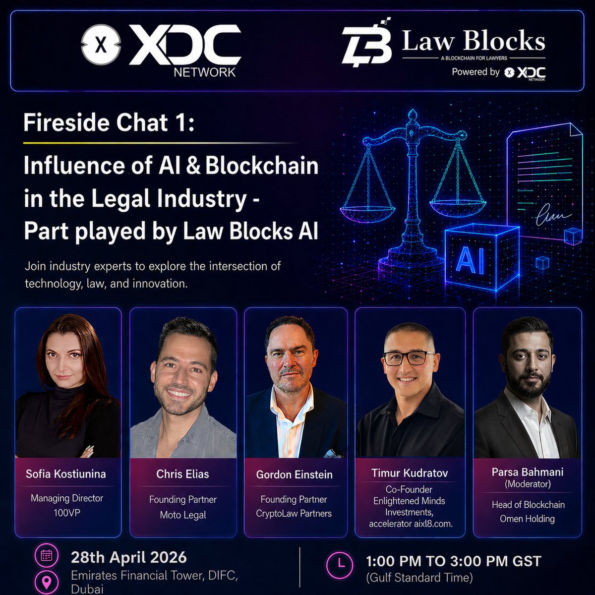 LawBlocksAI's tweet photo. AI is not coming for the legal industry, It’s already here.
Blockchain is not an experiment, It’s becoming the foundation of trust.
And tomorrow, we bring together the minds building this shift 

Global Speakers & High-Impact Conversations
@AjeetK 
@AndalSeshadri 
@4jorge 
@GordonEinstein 
@BrendanJMcK 
@amirasoliman17 
@Yax22 
Dr. Wale j Daramola, FRSA
@maslovsa 
@EBadocco
@sofiakostcom
@ChrisElias
@timur_kudratov 
@mubeenchatthaa  

Moderated by:
@dxbulviyyahmad 
@alnurabel 
@ParsaBahmani
@AnnabelKamondo 

What’s at stake?
A) Who controls legal data.
B) How disputes get resolved.
C) What trust looks like in a digital world.

What you’ll experience:
• AI-generated legal systems
• Blockchain-secured documents
• Virtual courts in action
• Live demo by Law Blocks AI
• A room full of decision-makers

If you’re in Web3, Legal, or AI, this is not optional: https://t.co/ZkjINC091p

#AI #Blockchain #LegalTech #Web3 #FutureOfLaw #XDCNetwork #LawBlocksAI #Innovation #Networking @XDC_Labs  @lawblockstoken  @XDCInnovLabs @XDCNetwork