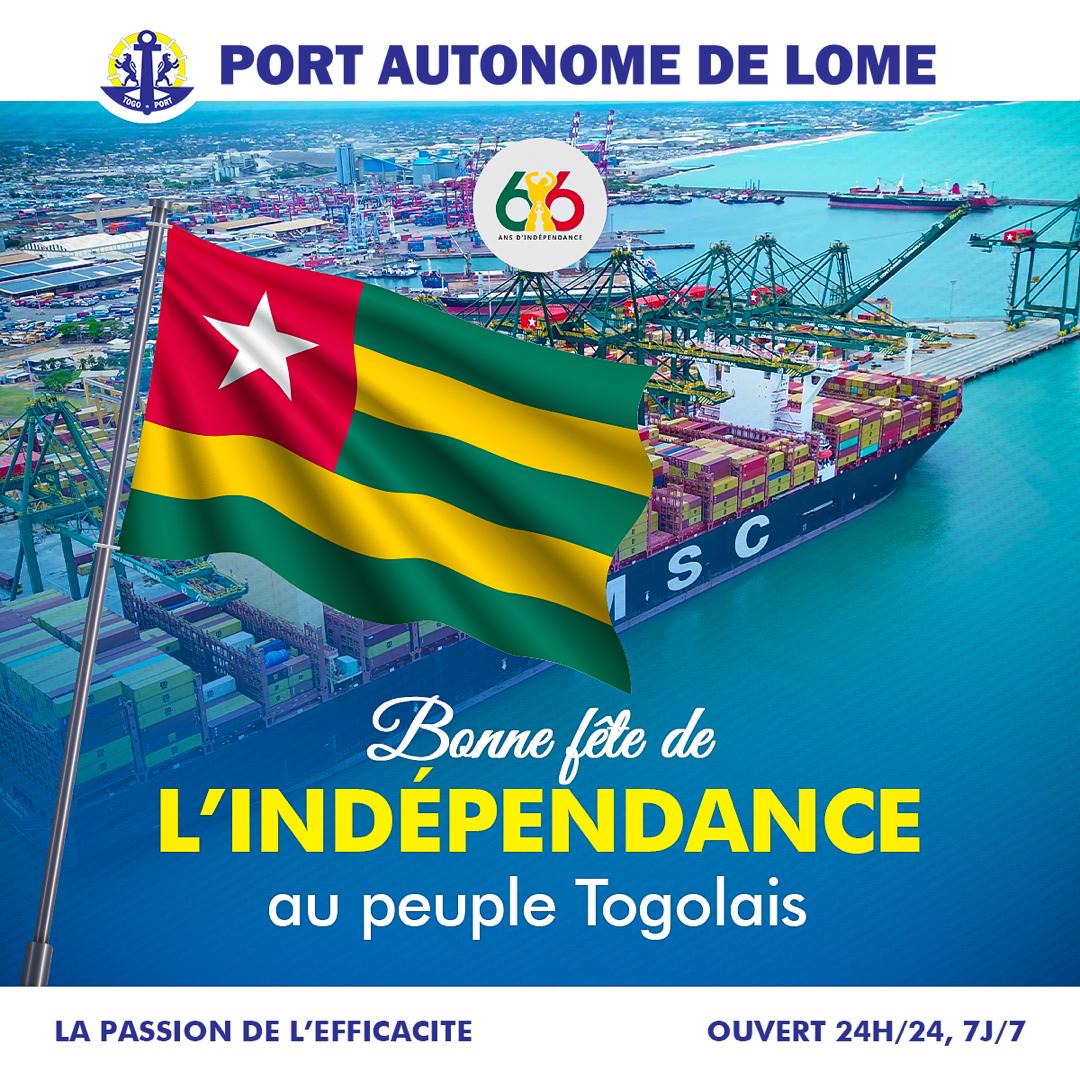 portdelome's tweet photo. Le Port Autonome de Lomé souhaite une 🎉 bonne fête de l’indépendance à tous les togolais 🇹🇬, fils et filles de notre cher pays.
#lndependanceTogo #togolais #togolaise #disaporatogolaise #TransportMaritime #shipping #ocean #portoflome
@GouvTg @MaritimeTg @agl_togo @otr_togo https://t.co/1cZcPKoDg0