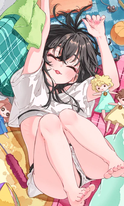 まだねむいにゃ... ※ライティング差分 #oc