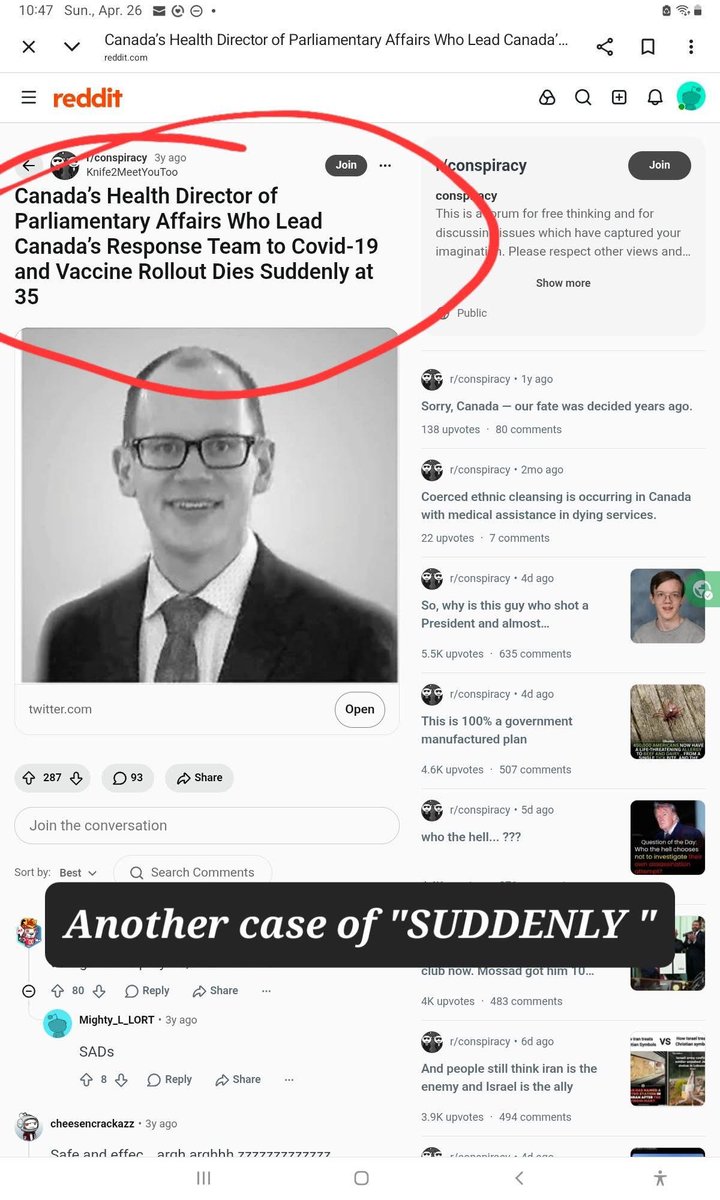 ABridgen's tweet image. Canadian government official involved at a high level in the country’s Coronavirus Disease 2019 measures, lockdowns, mandatory masking, vaccine mandates, and vaccine passports, died at the age of 35 under undisclosed circumstances and with no coverage from the country’s MSM.