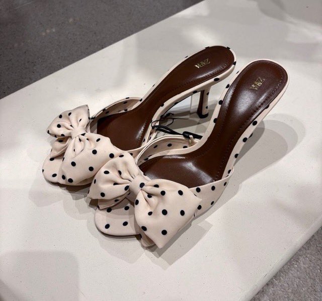 ZARA polka dot ribbon bow heels