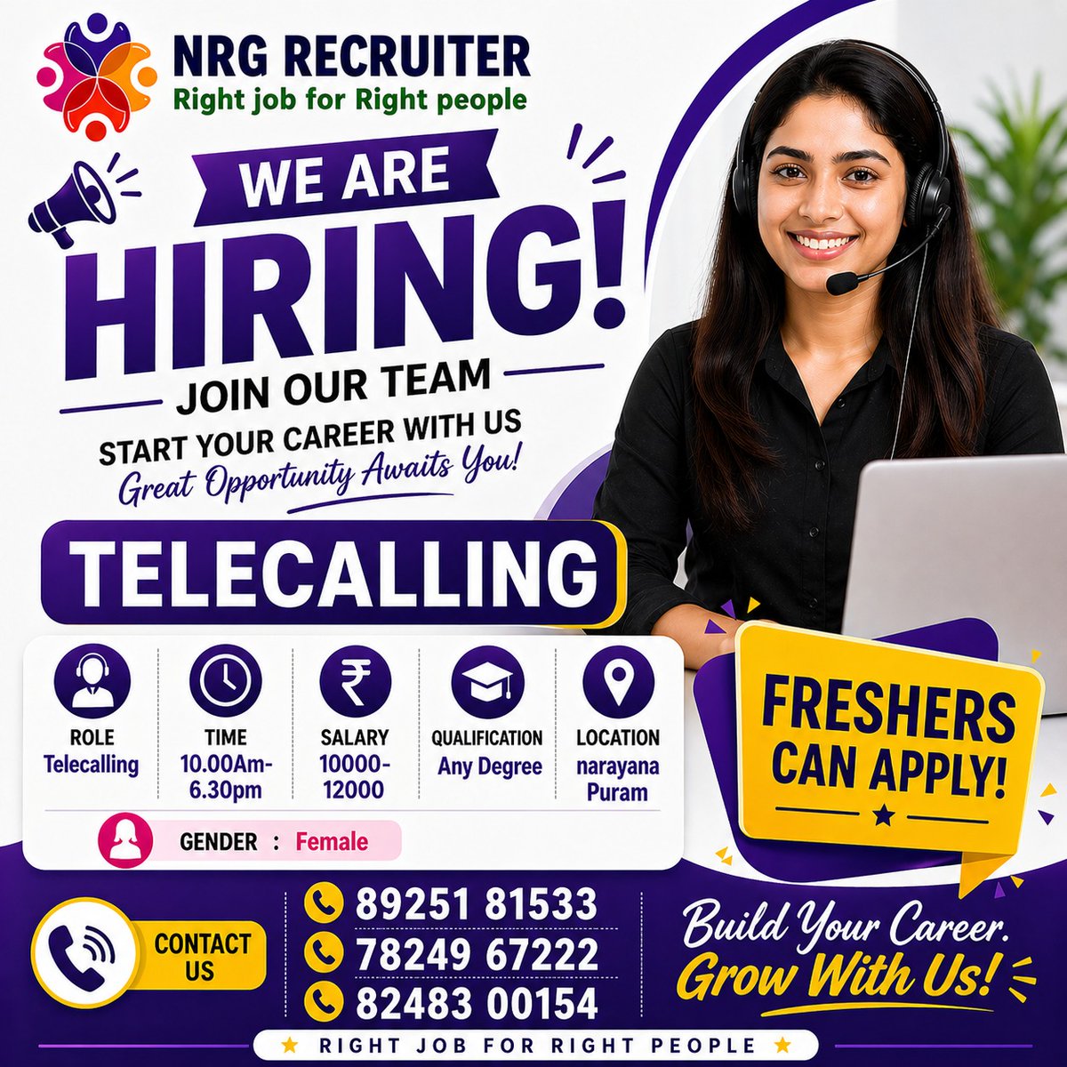 MaduraiNRG's tweet image. nrg_madurai

Be the first to 
nrg_madurai

#madurai #maduraijob #Telecalling #joboffer #jobvaccancy #jobupdates #Femalecandidate #Salarynegotiable #Fresherscanapply #anydegree #Jobhiring #jobreference #Viralpost #Currentupdates