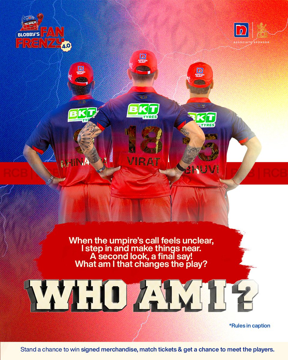NipponIndia's tweet image. When the umpire’s call feels unclear, I step in
 A second look. A final say.
 What am I that changes the play?
4 Rules for Blobby's Fan Frenzy 4.0:
1. Tag 3 friends in your comment
2. Use #BlobbysFanFrenzy &amp;amp; #NipponPaintIndia
3. Follow @NipponIndia
4. RT this
#ContestAlert