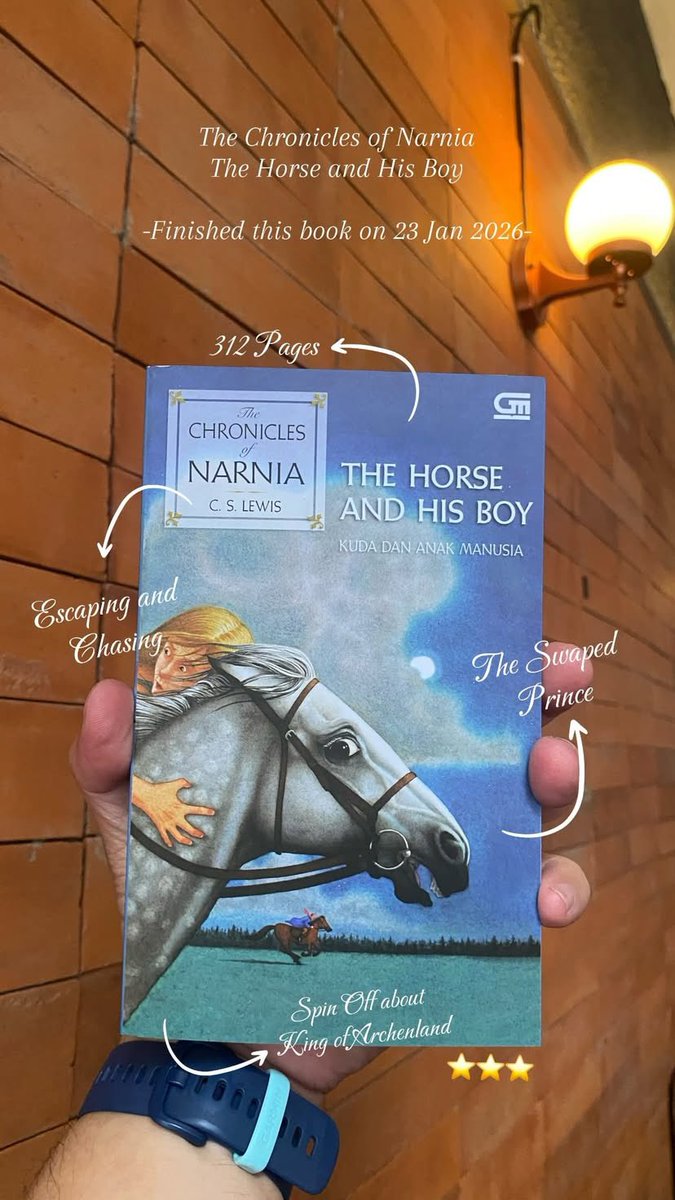 Yoyabus's tweet image. - Buku 4 - 
The Chronicles of Narnia - The Horse and His Boy

Menemukan kuda yang bisa bicara? 
Pangeran yang tertukar dan mengapa terus dikejar? Jawabannya ada di 312 halaman dan buat aku oke-lah yaa hehehe mirip spin off jatohnya
#book #bookreview #buku