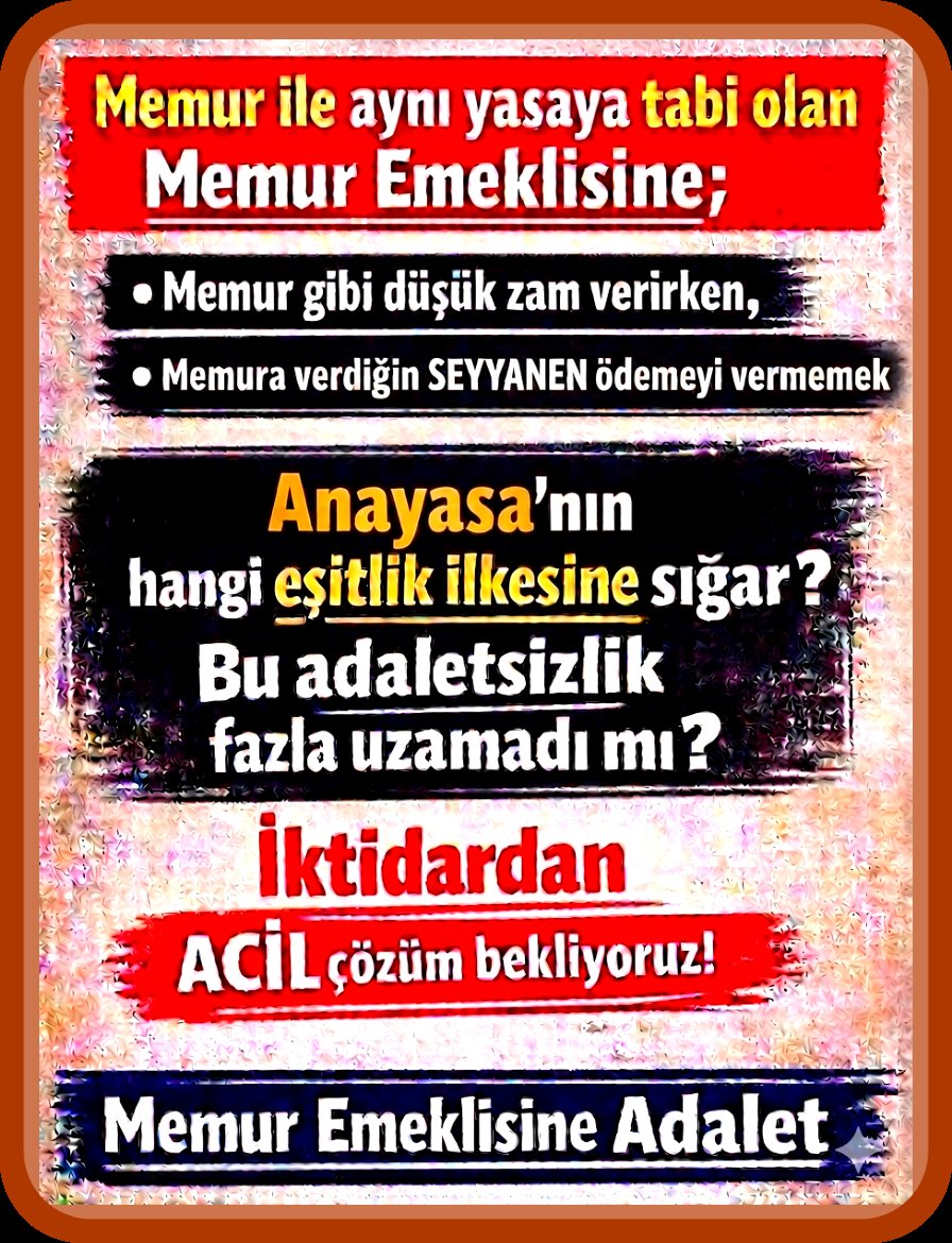 Memur_Emekli33's tweet photo. Memur Emeklisinin Aylık kayıbı 22.157 TL
35 aylık seyyanen alacağımız toplam 775 bin TL  

Memur emeklileri Anayasa ve yasalarla güvence altına alınmış seyyanen ilave ödeme artışı hakkını almadan durmayacak susmayacağız.
Hadi Gelsin Sandık
2 buçuk milyon memur emeklisi hesaplaşmayı bekliyor
#MemurEmeklisineAdalet
@CHP_iletisim @Akparti @MHP_Bilgi