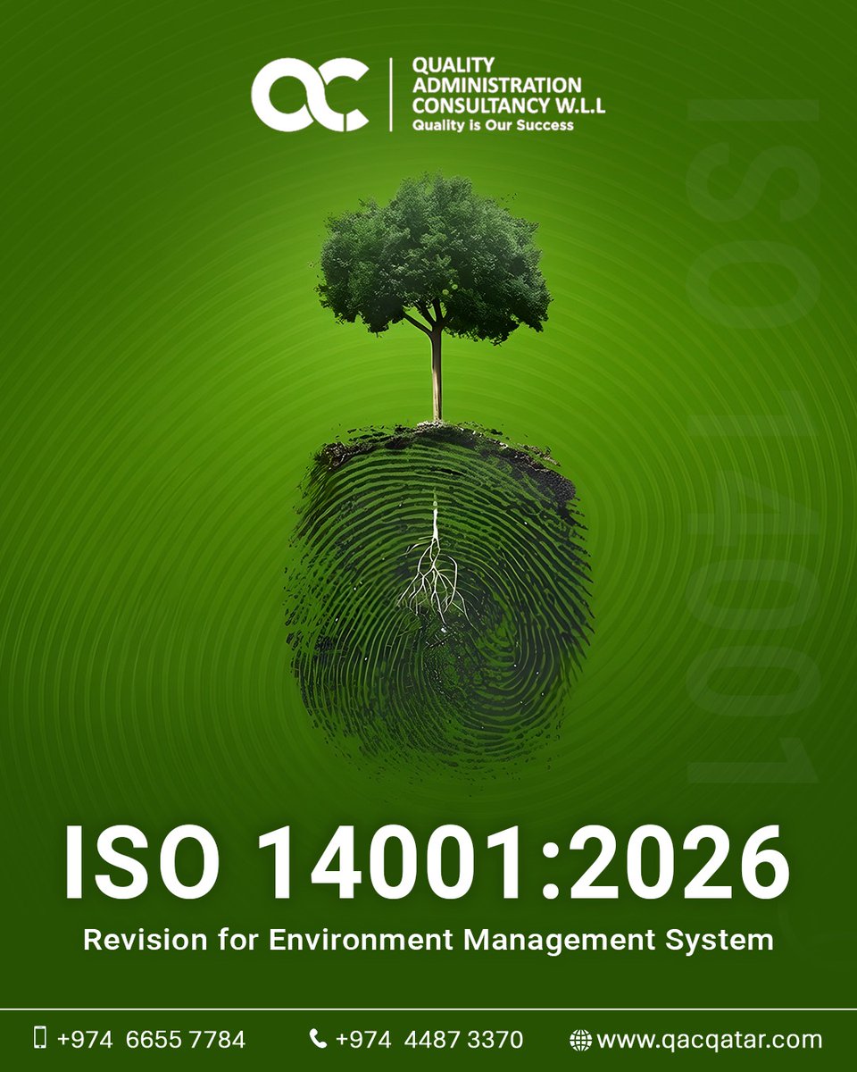 qac_qatar's tweet image. 🌱 ISO 14001:2026 is Here

The latest revision of ISO 14001 focuses on stronger sustainability practices, better compliance, and long-term environmental impact.

📞 +974 6655 7784 | +974 4487 3370
🌐 qacqatar.com

#ISO14001 #GoGreen #ISOQatar #BusinessGrowth #QAC