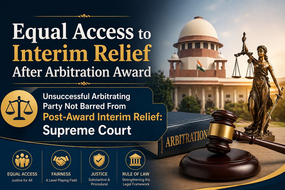 HOGuptaandAsso1's tweet image. Section 9 Open to All Parties Post-Award, Not Just Winners: Supreme Court
#arbitration #award #supremecourt #hoglegal #law #section9 #interim #relief