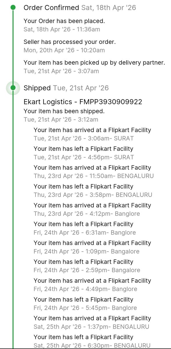 GowdaParikshith's tweet photo. @Flipkart @flipkartsupport I placed an order for 4 items on Flipkart, and all of them are delayed. I’ve contacted customer support multiple times over the past 7 days, but the only response I get is to “wait until the end of the day.” ... https://t.co/8nTjm5nlid