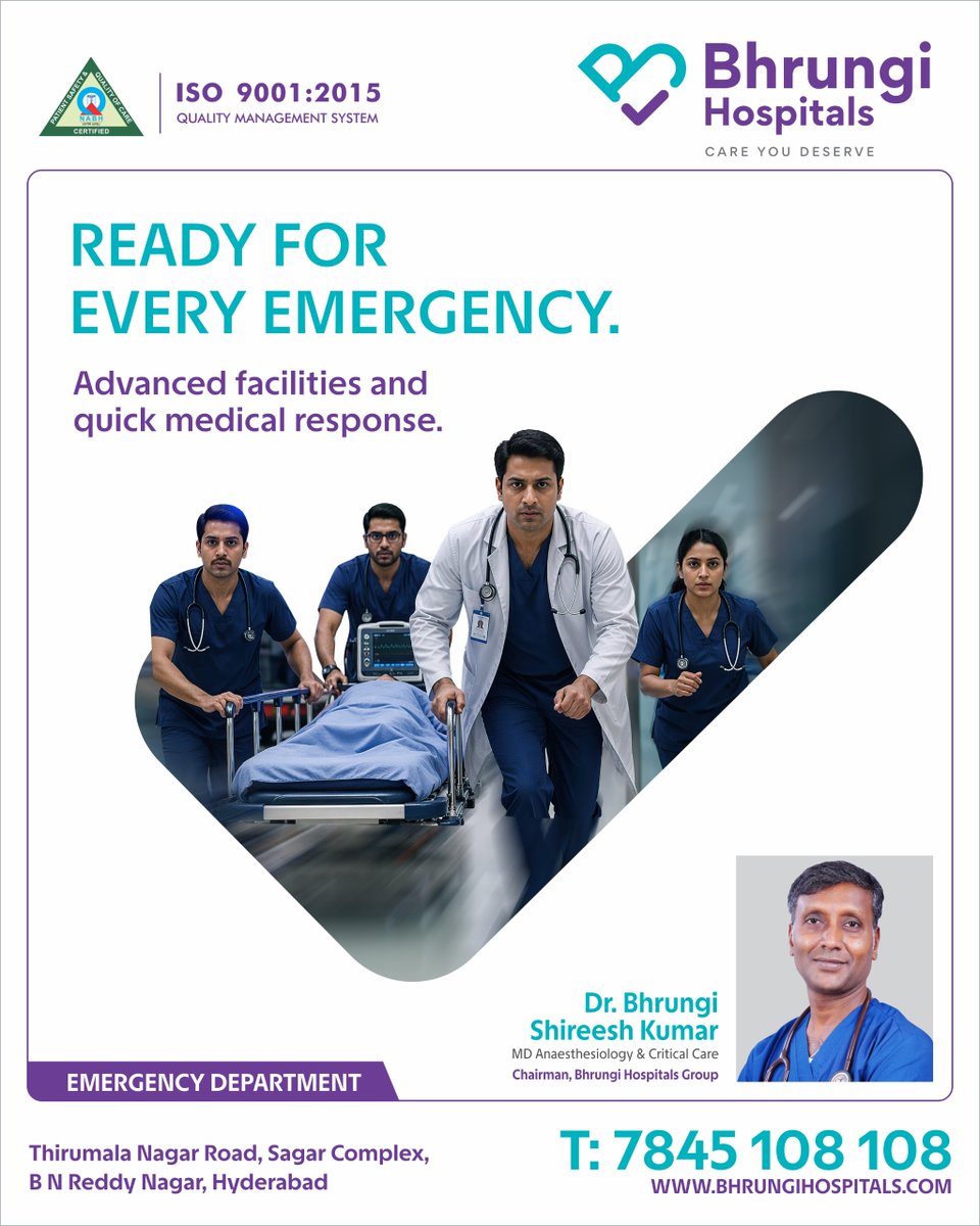Bhrungihospital's tweet image. When every second matters, our Emergency Department is ready with advanced facilities and rapid medical response-24/7 care you can trust.

#BhrungiHospitals #EmergencyCare #24x7Emergency  #CareYouDeserve
