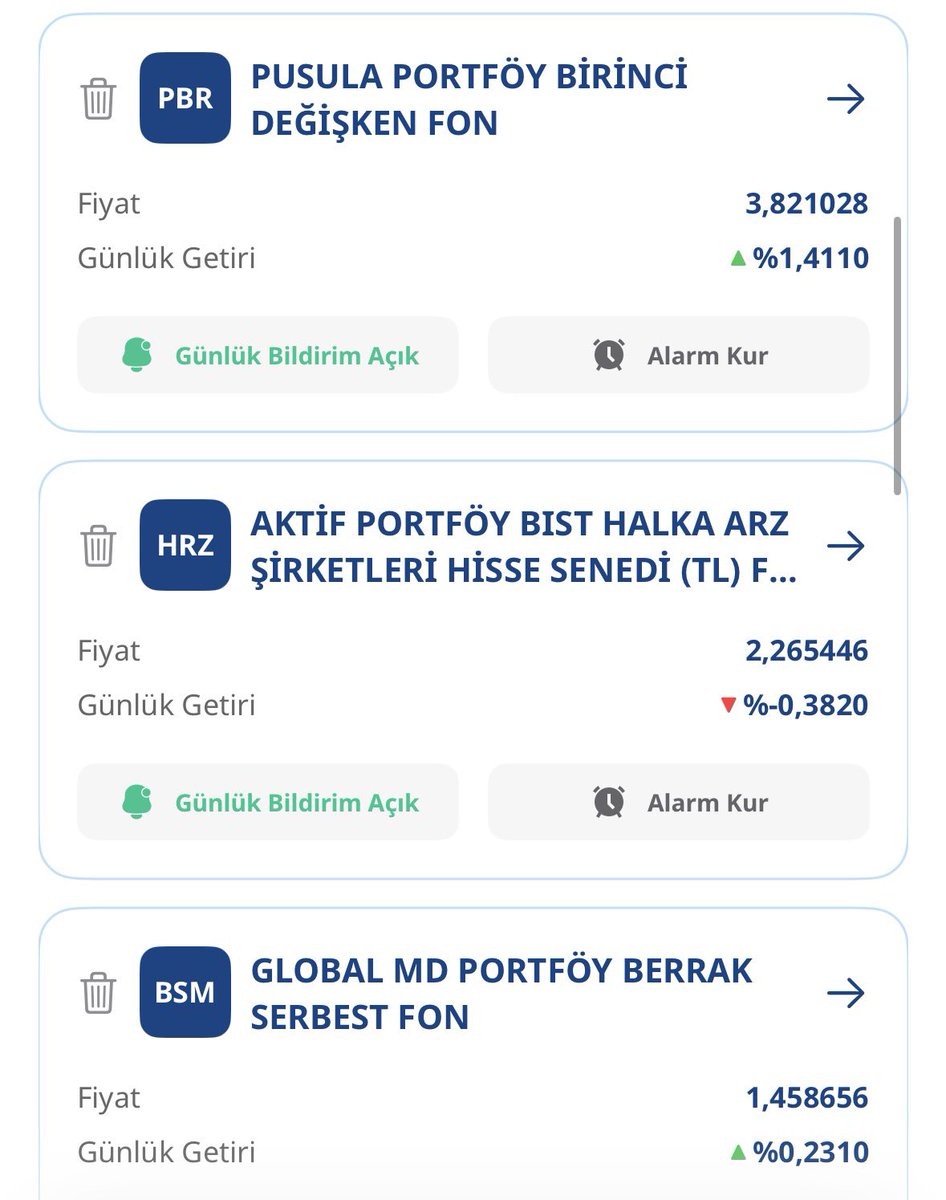 Joker__1963's tweet image. 24 Nisan kapanışına göre portföyümdeki ve takibimdeki #fon getirileri 📊

✅ #TLY   → %0,42
✅ #DFI    → %0,20
✅ #PHE  → %0,25
✅ #PBR  → %1,41
❌#HRZ   → -%0,38
✅#BSM   → %0,23

#Finansgünlüğü #YatırımFonları #TEFAS #Borsaİstanbul