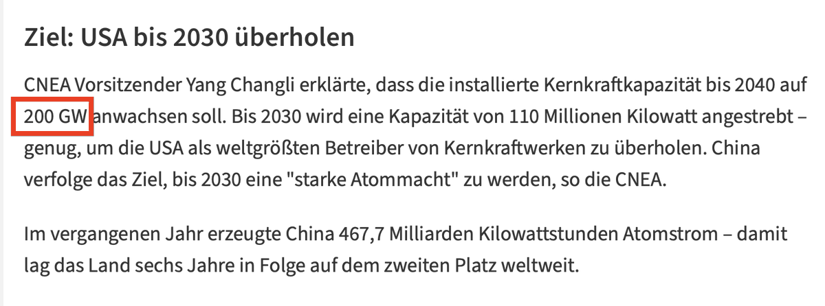 MichaelBaleanu's tweet image. Der grösste Fehler war die Sprengung funktionsfähiger Kernkraftwerke.

Die Chinesen setzen ihre Priorität auf #Kernenergie. Bis 2040 sollen 200 GW und bis 2100 sollen bis zu 1400 GW #Kernkraft gebaut werden.

Man sollte Technikfeinde nicht mehr in den Ministerien lassen.