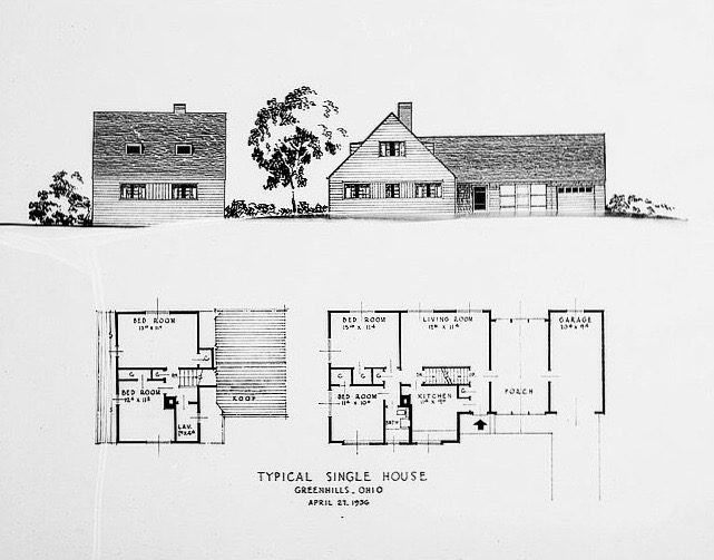 LRonLacy's tweet image. #OTD in 1936
‘Typical Single House - Greenhills, Ohio - April 27, 1936’ Elevation &amp;amp; plan.
#Greenhills, #Ohio, is a town created ex novo by the Suburban division of the U.S. #ResettlementAdministration. 1936.
🧵👇
#TheNewDeal #SuburbanResettlement #housing