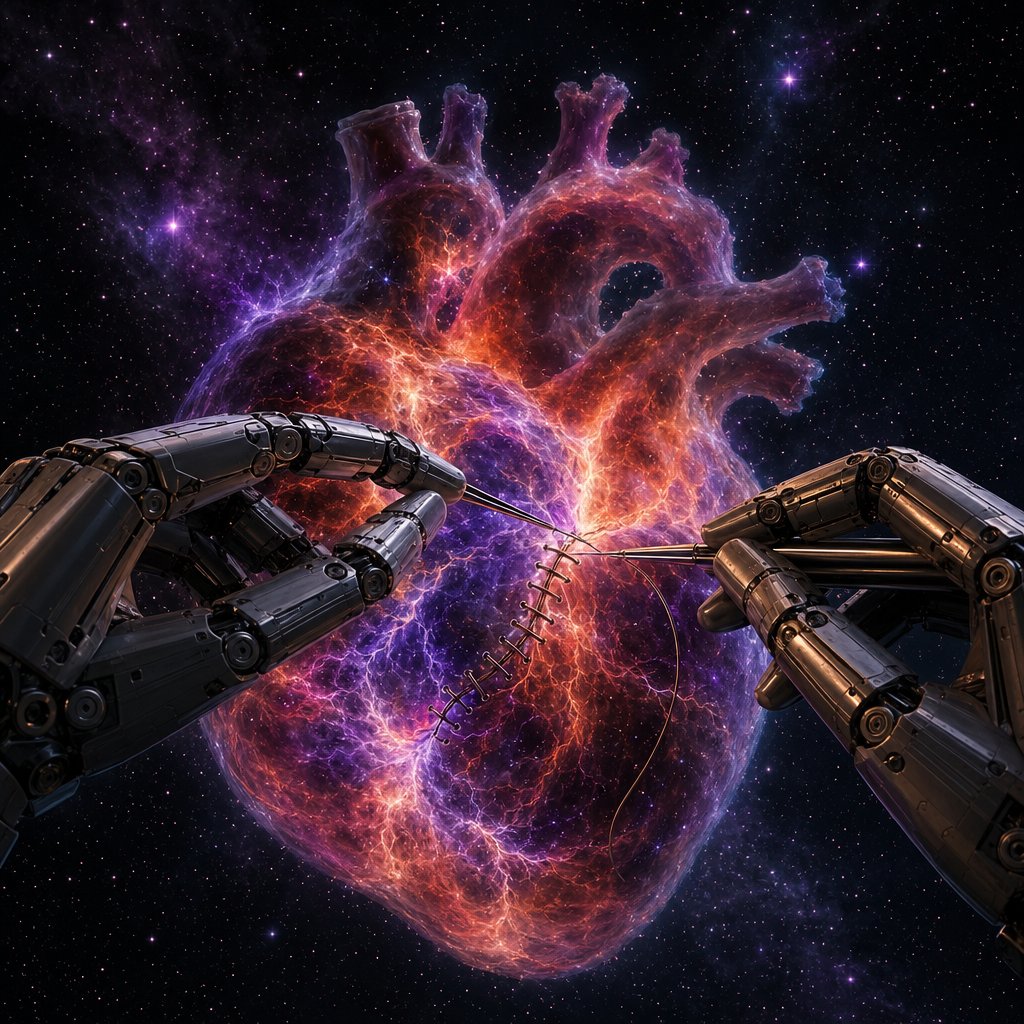 lucas_kefler's tweet image. A precisão da medicina encontra a vastidão do cosmos. 🌌🩺 

Minha entrada para o Wingman image contest da @emergentlabs. Uma representaão da 'cirurgia cósmica', onde tecnologia e vida se fundem em meio às nebulosas. 

#wingman